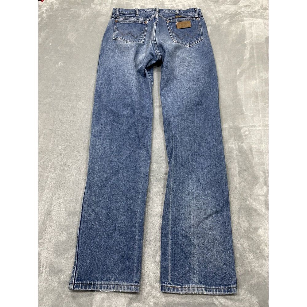 Wrangler Jeans Mens 33x35 Blue Cowboy Cut Original Fit Western 13MWZ Denim Logo
